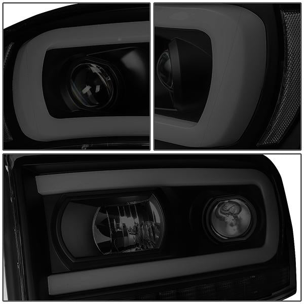 06-09 Ram Truck LED DRL+Sequential Turn Signal Headlights - Smoked Lens - Clear Corner - Pair - HL-HPL-RM06-G-BK-SM-CL1 - 4