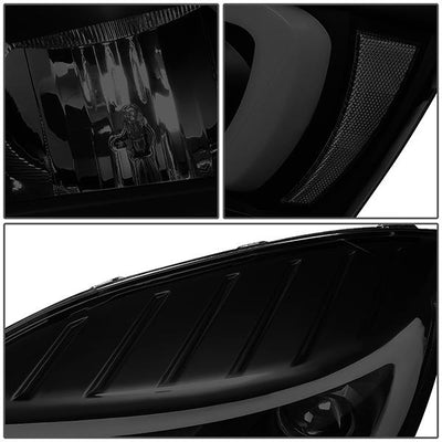 06-09 Ram Truck LED DRL+Sequential Turn Signal Headlights - Smoked Lens - Clear Corner - Pair - HL-HPL-RM06-G-BK-SM-CL1 - 6