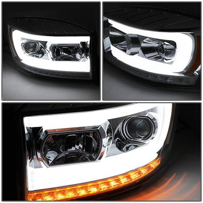 06-09 Ram Truck LED DRL+Sequential Turn Signal Headlights - Clear Lens - Amber Corner - Pair - HL-HPL-RM06-G-CH-AM - 3