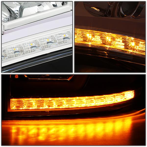 06-09 Ram Truck LED DRL+Sequential Turn Signal Headlights - Clear Lens - Amber Corner - Pair - HL-HPL-RM06-G-CH-AM - 5