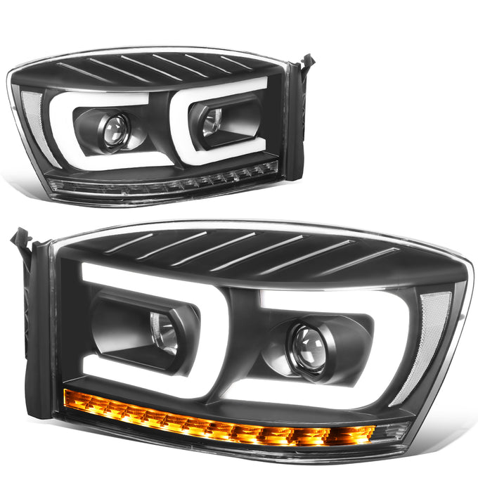 06-09-ram-truck-dual-led-drl-sequential-signal-projector-headlights-clear-lens-clear-corner-pair-hl-hpl-rm06-g2-bk-cl1 - 2