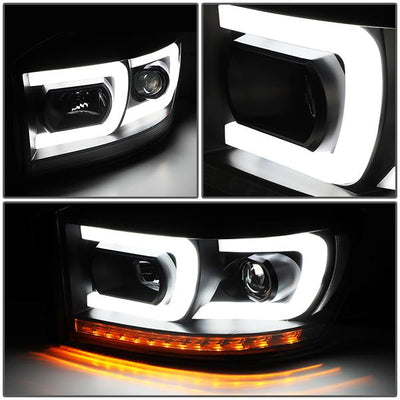 06-09 Ram Truck Dual LED DRL+Sequential Signal Projector Headlights - Clear Lens - Clear Corner - Pair - HL-HPL-RM06-G2-BK-CL1 - 3