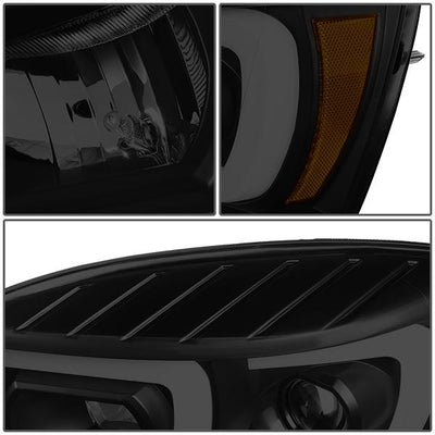06-09 Ram Truck Dual LED DRL+Sequential Signal Headlights - Smoked Lens - Amber Corner - Pair - HL-HPL-RM06-G2-BK-SM-AM - 6