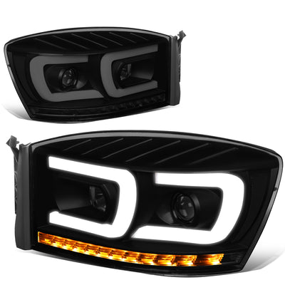 06-09-ram-truck-dual-led-drl-sequential-signal-headlights-smoked-lens-clear-corner-pair-hl-hpl-rm06-g2-bk-sm-cl1 - 2