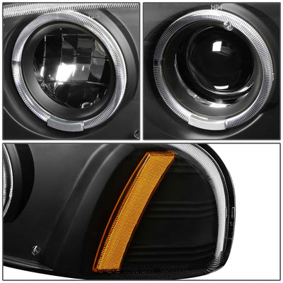 D-Motoring - Headlights - LED Halo Rings - Black Housing - Amber Corner - Projector - Plug-n-Play - Pair - GMC Sierra 1500(HD) / 2500(HD) / 3500(HD) / Sierra C3 / Yukon - 2