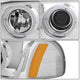 D-Motoring - Headlights - LED Halo Rings - Chrome Housing - Amber Corner - Projector - Plug-n-Play - Pair - GMC Sierra 1500(HD) / 2500(HD) / 3500(HD) / Sierra C3 / Yukon - 2