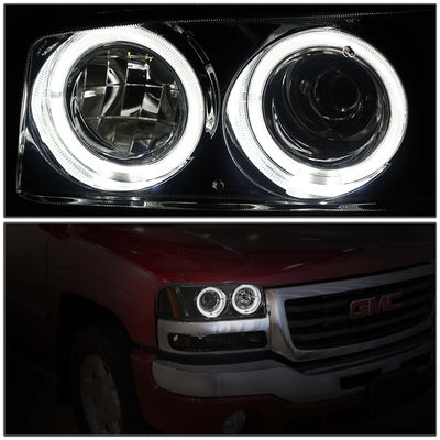 D-Motoring - Headlights - Smoked Lens - Amber Corner - Projector - Plug-n-Play - Pair - 99-06 Sierra / Yukon - 3
