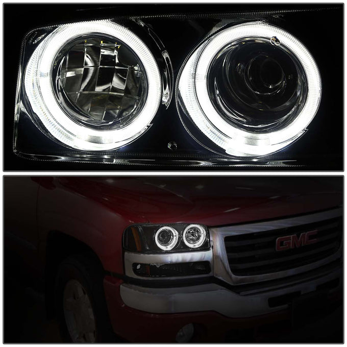D-Motoring - Headlights - Smoked Lens - Amber Corner - Projector - Plug-n-Play - Pair - 99-06 Sierra / Yukon - 3
