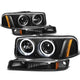 D-Motoring - Headlights - LED Halo Rings - Black Housing - Amber Corner - Projector - Plug-n-Play - Pair - GMC Sierra 1500(HD) / 2500(HD) / 3500(HD) / Sierra C3 / Yukon - 1
