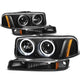 D-Motoring - Headlights - LED Halo Rings - Black Housing - Amber Corner - Projector - Plug-n-Play - Pair - GMC Sierra 1500(HD) / 2500(HD) / 3500(HD) / Sierra C3 / Yukon - 1