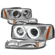 D-Motoring - Headlights - LED Halo Rings - Chrome Housing - Amber Corner - Projector - Plug-n-Play - Pair - GMC Sierra 1500(HD) / 2500(HD) / 3500(HD) / Sierra C3 / Yukon - 1
