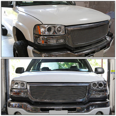 D-Motoring - Headlights - LED Halo Rings - Chrome Housing - Amber Corner - Projector - Plug-n-Play - Pair - GMC Sierra 1500(HD) / 2500(HD) / 3500(HD) / Sierra C3 / Yukon - 6