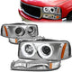 99-07 Sierra 1500 2500 3500 Yukon Headlights - LED Halo Ring - Chrome Housing - Amber Corner - Projector - Pair