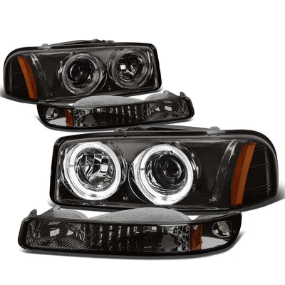 D-Motoring - Headlights - Smoked Lens - Amber Corner - Projector - Plug-n-Play - Pair - 99-06 Sierra / Yukon - 1