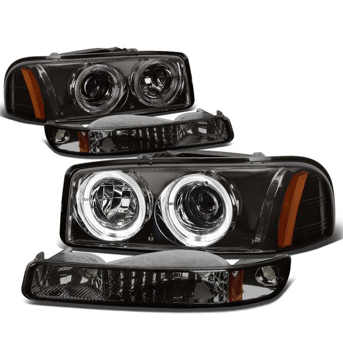 D-Motoring - Headlights - Smoked Lens - Amber Corner - Projector - Plug-n-Play - Pair - 99-06 Sierra / Yukon - 1