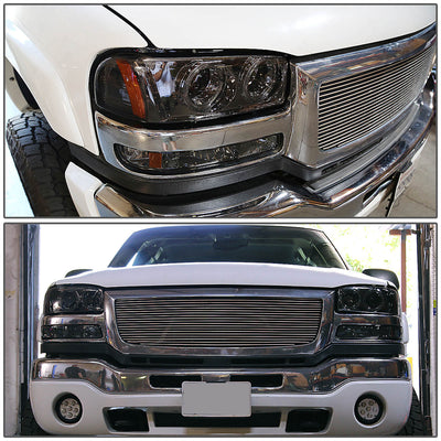 D-Motoring - Headlights - Smoked Lens - Amber Corner - Projector - Plug-n-Play - Pair - 99-06 Sierra / Yukon - 6