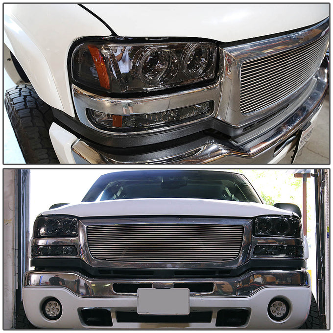 D-Motoring - Headlights - Smoked Lens - Amber Corner - Projector - Plug-n-Play - Pair - 99-06 Sierra / Yukon - 6