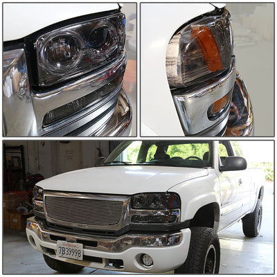 D-Motoring - Headlights - Smoked Lens - Amber Corner - Projector - Plug-n-Play - Pair - 99-06 Sierra / Yukon - 7
