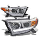 D-Motoring - Headlights - LED DRL - Chrome Housing - Amber Corner - Projector - Plug-n-Play - Pair - 11-13 Toyota Highlander - 1