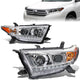11-13 Toyota Highlander Headlights - LED DRL - Chrome Housing - Amber Corner - Projector - Plug-n-Play - Pair