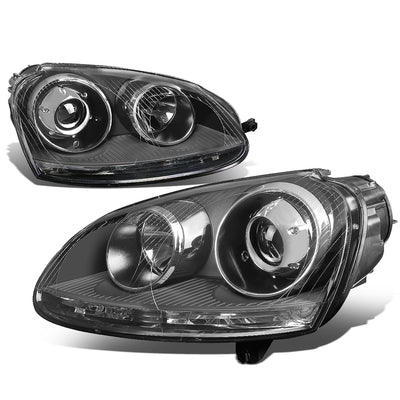 D-Motoring - Headlights - Black Housing - Projector - Plug-n-Play - Pair - Volkswagen Jetta / Rabbit / Golf / GTI / Bora - 1