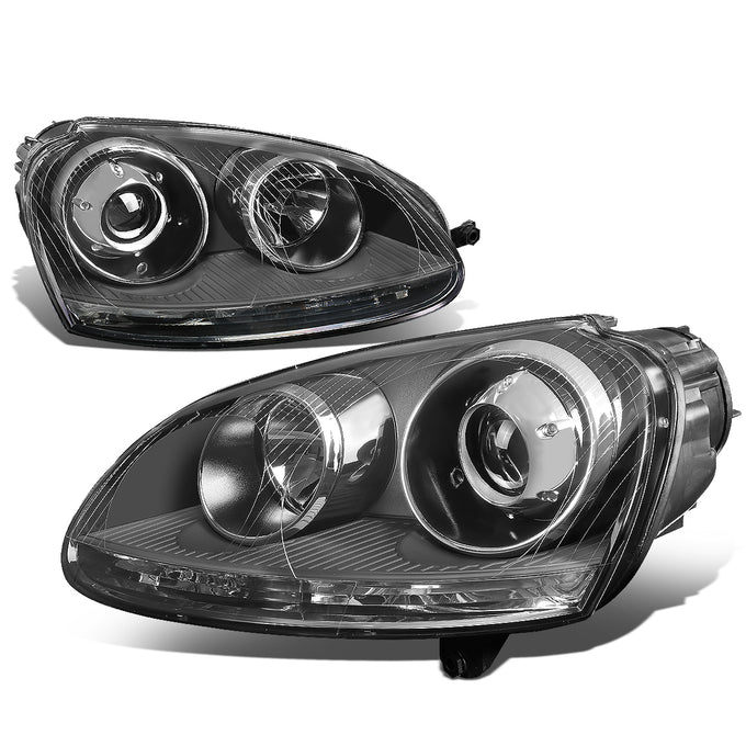 D-Motoring - Headlights - Black Housing - Projector - Plug-n-Play - Pair - Volkswagen Jetta / Rabbit / Golf / GTI / Bora - 1