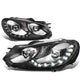 D-Motoring - Headlights - LED DRL - Black Housing - Projector - Plug-n-Play - Pair - Volkswagen Golf / GTI - 1