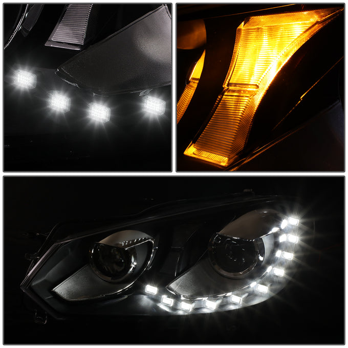 D-Motoring - Headlights - LED DRL - Black Housing - Projector - Plug-n-Play - Pair - Volkswagen Golf / GTI - 3