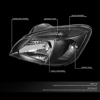 06-08 Kia Rio 5 Headlights - Black/Clear - Pair - HL-KRIO06-BK-CL1 - 2