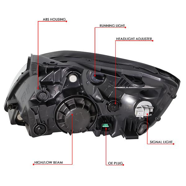 06-08 Kia Rio 5 Headlights - Chrome/Clear - Pair - HL-KRIO06-CH-CL1 - 6