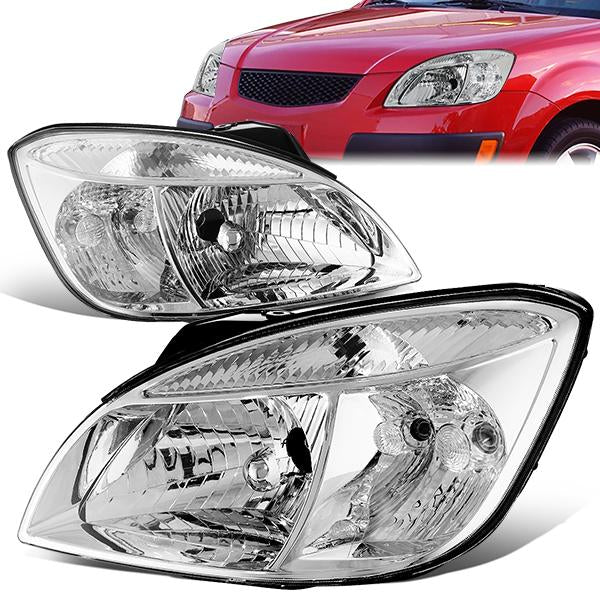 06-08 Kia Rio 5 Headlights - Chrome/Clear - Pair - HL-KRIO06-CH-CL1 - 1