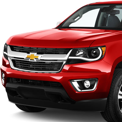 D-Motoring - Headlights - LED DRL U-Strip - Black Housing - Clear Lens - Amber Corner - Projector - Plug-n-Play - Pair - 15-17 Chevy Colorado - 4
