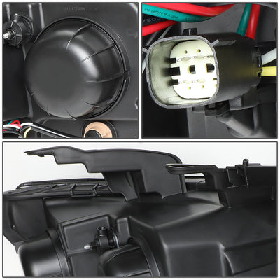 D-Motoring - Headlights - LED DRL U-Strip - Black Housing - Clear Lens - Amber Corner - Projector - Plug-n-Play - Pair - 15-17 Chevy Colorado - 3