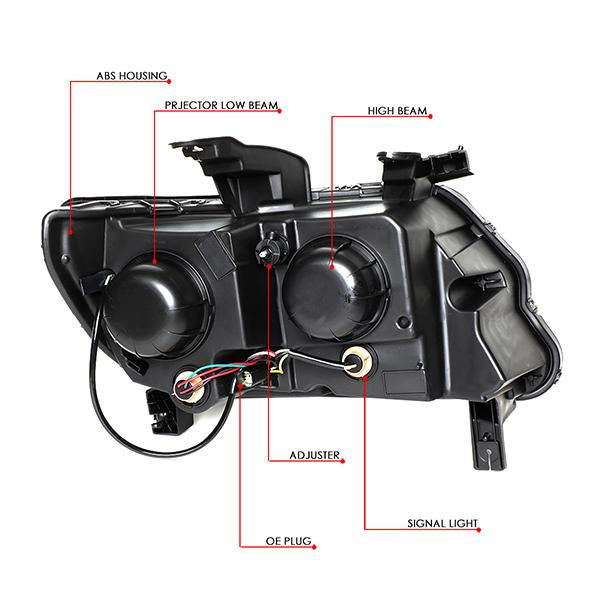 DPT Motorsports Pair Black Housing Headlights For 2015-2023 Chevy Colorado – Amber Corner, Clear Lens (Halogen)