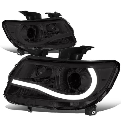 D-Motoring - Headlights - LED DRL U-Strip - Smoked Lens - Clear Corner - Projector - Plug-n-Play - Pair - 15-17 Chevy Colorado - 1