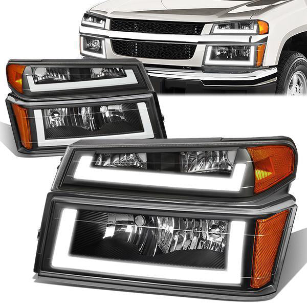 led-drl-04-12-colorado-canyon-headlights-bumper-lamps-black-housing-amber-corner-hl-lb-ccol044p-bk-am - 1