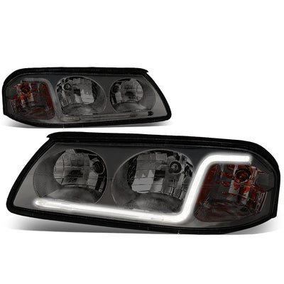 D-Motoring - Headlights - LED DRL - Smoked Lens - Amber Corner - Plug-n-Play - Pair - 00-05 Chevy Impala - 1