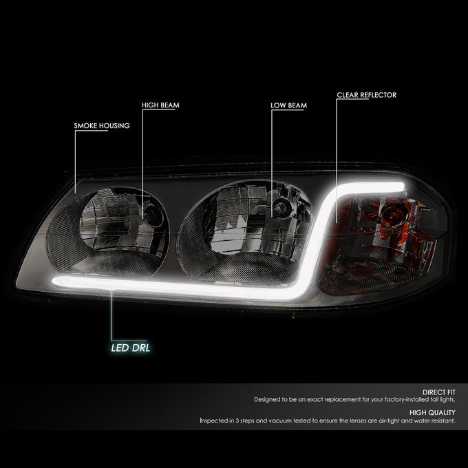 D-Motoring - Headlights - LED DRL - Smoked Lens - Amber Corner - Plug-n-Play - Pair - 00-05 Chevy Impala - 3