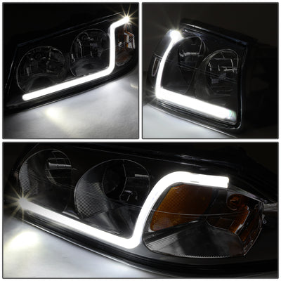 D-Motoring - Headlights - LED DRL - Smoked Lens - Amber Corner - Plug-n-Play - Pair - 00-05 Chevy Impala - 4