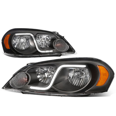 D-Motoring - Headlights - LED DRL - Black Housing - Amber Corner - Plug-n-Play - Pair - Chevy Monte Carlo / Impala / Impala Limited - 1