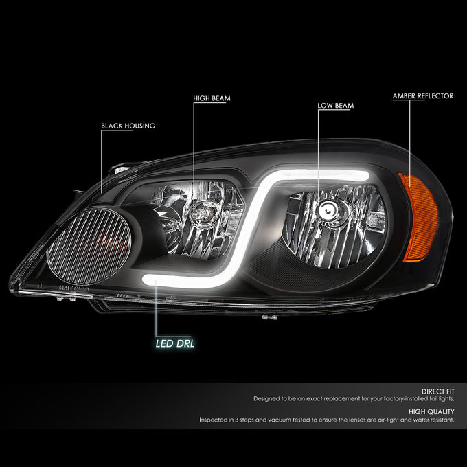 D-Motoring - Headlights - LED DRL - Black Housing - Amber Corner - Plug-n-Play - Pair - Chevy Monte Carlo / Impala / Impala Limited - 3