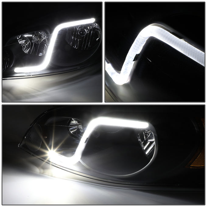 D-Motoring - Headlights - LED DRL - Black Housing - Amber Corner - Plug-n-Play - Pair - Chevy Monte Carlo / Impala / Impala Limited - 4
