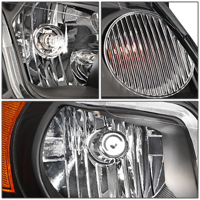 D-Motoring - Headlights - LED DRL - Black Housing - Amber Corner - Plug-n-Play - Pair - Chevy Monte Carlo / Impala / Impala Limited - 6