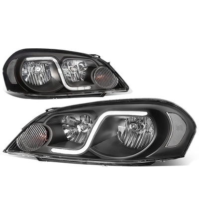 D-Motoring - Headlights - LED DRL - Black Housing - Clear Corner - Plug-n-Play - Pair - Chevy Monte Carlo / Impala / Impala Limited - 1