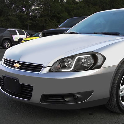 D-Motoring - Headlights - LED DRL - Black Housing - Clear Corner - Plug-n-Play - Pair - Chevy Monte Carlo / Impala / Impala Limited - 8