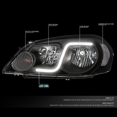 D-Motoring - Headlights - LED DRL - Black Housing - Clear Corner - Plug-n-Play - Pair - Chevy Monte Carlo / Impala / Impala Limited - 3