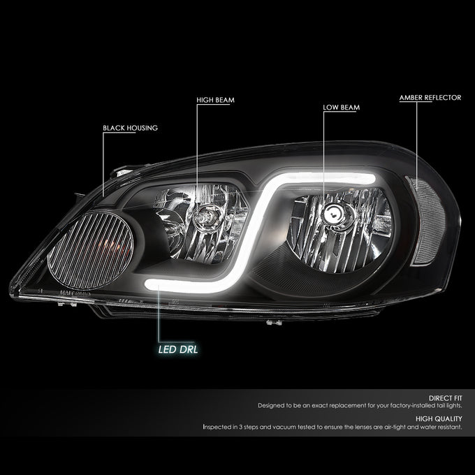 D-Motoring - Headlights - LED DRL - Black Housing - Clear Corner - Plug-n-Play - Pair - Chevy Monte Carlo / Impala / Impala Limited - 3