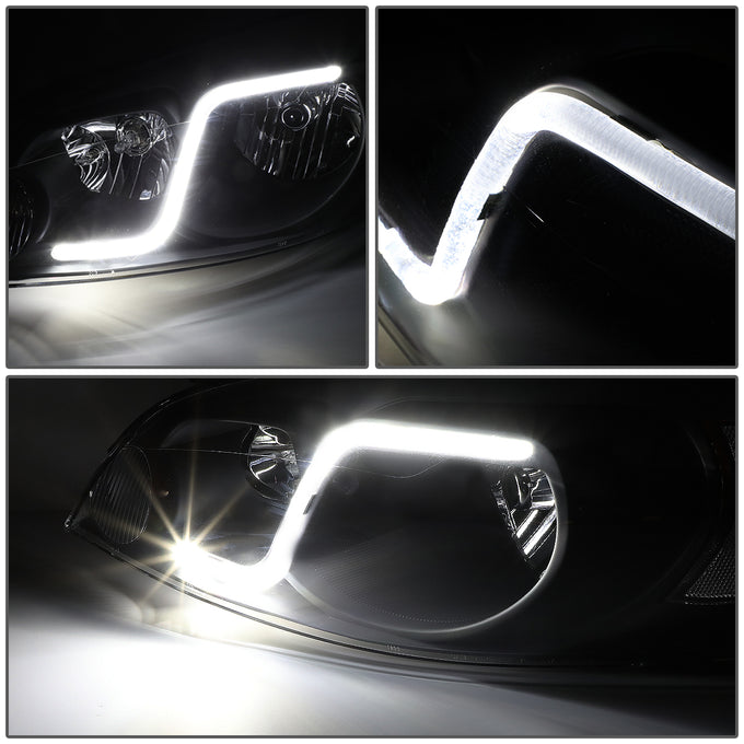 D-Motoring - Headlights - LED DRL - Black Housing - Clear Corner - Plug-n-Play - Pair - Chevy Monte Carlo / Impala / Impala Limited - 4