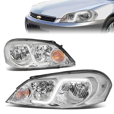 06-16 Chevy Monte Carlo Impala Impala Limited Headlights - LED DRL - Chrome Housing - Clear Lens - Clear Corner - Plug-n-Play - Pair