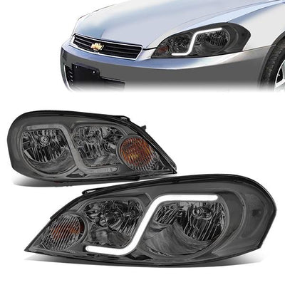 06-16 Chevy Monte Carlo Impala Impala Limited Headlights - LED DRL - Smoked Housing - Clear Corner - Plug-n-Play - Pair